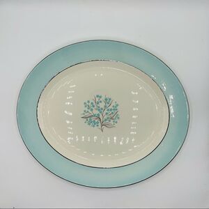 Vintage Mid-Century Homer Laughlin Sevron Blue Lace Platter